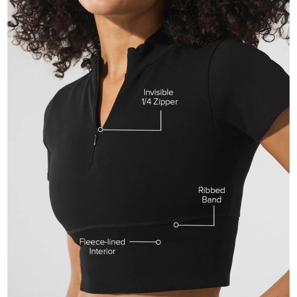 ALO Yoga Black Zip-Up Crop Top - Picture 3 of 8